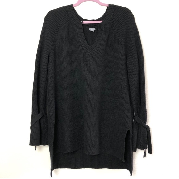 aerie Sweaters - V-Neck Black Aerie Tie Sleeve Soft Sweater